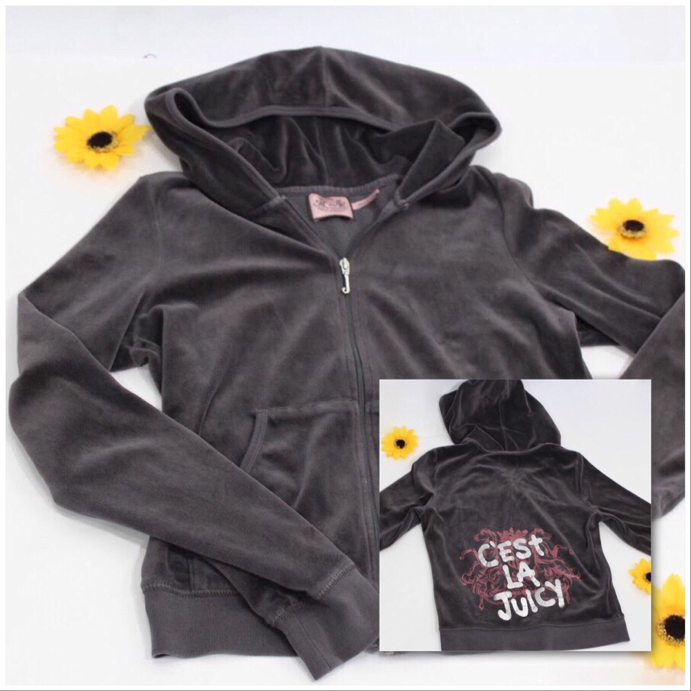 Juicy Grey Velour Hoodie